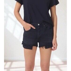 AGOLDE Shorts Womens 28 Faded Black Parker Exposed Pockets Cut Off  2" Inseam